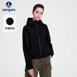 navigare 小帆船黑色户外宽松短外套女士夹克上衣