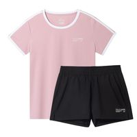 361°女士运动套装2026夏季短袖短裤羽毛球服晨跑服跑步运动服