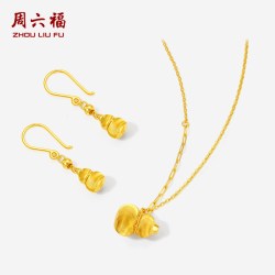 周六福5G足金猫眼葫芦福禄耳钉链坠黄金计价项链耳饰送女七夕礼物