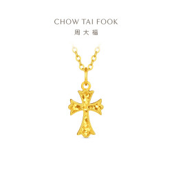 周大福男士 周大福爆闪碎冰冰满天星十字架足金黄金吊坠计价EOF2238新品