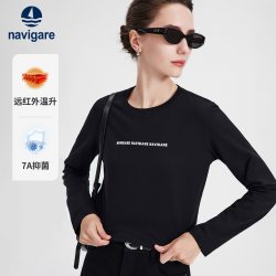 navigare 小帆船黑色长袖t恤女士上衣套头体恤衫