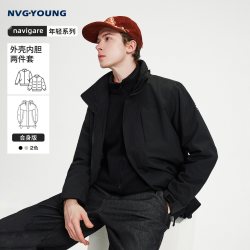 navigare 小帆船黑色三合一可拆连帽夹克男士外套