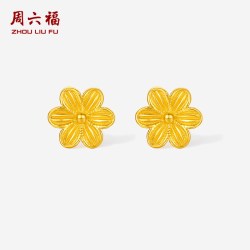 周六福 5G足金黄金计价耳饰绽放水仙花耳钉礼物七夕礼物