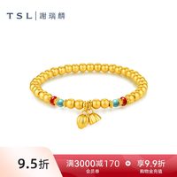 移动端：谢瑞麟 国潮叠戴黄金手链5D硬金足金莲蓬金珠手串XR438