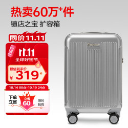外交官 磨砂扩充层箱子登机箱行李箱男女旅行箱万向轮拉杆箱密码箱升级款TC-6012TM 20英寸 银色