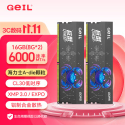 GeIL 巨蟹 DDR5内存条 台式机电脑内存条 5代内存条 马甲条 RGB灯条 运行内存条套条 适配9800X3D 16G（8G*2）6000灰色C30