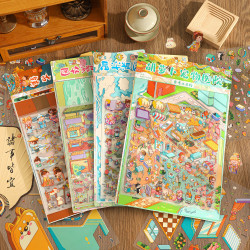 新屿言24.0/25.0大版造景贴纸解压DIY趣味微缩场景3D立体叠堆贴画