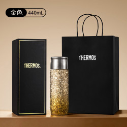 THERMOS 膳魔师 保温杯99%纯钛杯户外男女士保冷水杯子高端伴手礼TCOP 渐变金440ml
