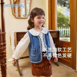jellybaby 女童牛仔马甲儿童秋季开衫背心小童秋装衣服洋气2026新款宝宝马夹