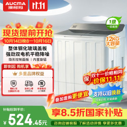 澳柯玛 12kg公斤半自动老式双桶双缸洗衣机  一级能效宿舍家用大容量京东自营