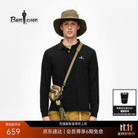 比音勒芬 长绒棉亲肤 07黑色 XL 男士POLO衫