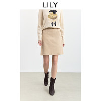 LILY 纯棉复古灯芯绒高腰开叉半身裙 浅米咖 M