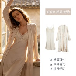 歌瑞尔 舒适睡衣女款新款裸感垂顺带胸垫可外穿家居服性感睡裙睡袍