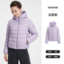 navigare 小帆船黑色宽松连帽羽绒服女士2026冬季加厚通勤鹅绒外套
