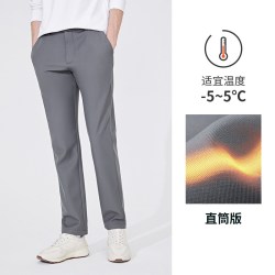 navigare 小帆船深灰色休闲裤男士冬季新款通勤加绒加厚直筒长裤子