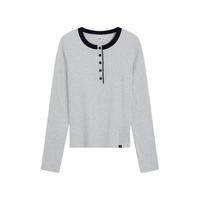 Gap 撞色亨利领罗纹修身长袖