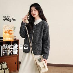 雪中飞 【短款开衫】摇粒绒圆领长袖女士外套