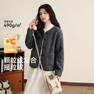 雪中飞 【短款开衫】摇粒绒圆领长袖女士外套