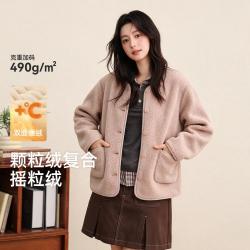 雪中飞 女式短外套百搭摇粒绒圆领开衫外套品质柔软亲肤长袖