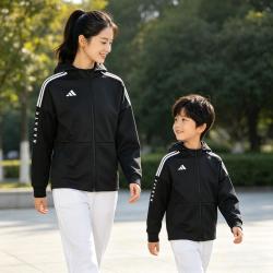 阿迪达斯 儿童时尚连帽夹克外套春秋户外跑步训练运动服潮流百搭运动外套
