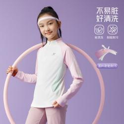 特步 耐脏耐污拼色软糯舒适不扎肤女童秋季套头针织上衣