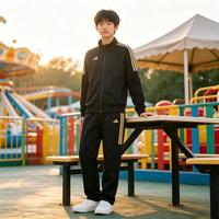 阿迪达斯 儿童秋季款日常休闲运动开衫套装中大童外套长裤上下装两件套