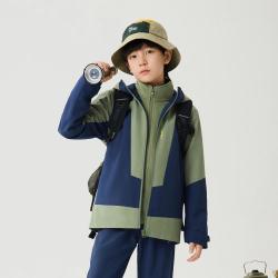 特步 亲肤舒适柔软防风保暖耐看男童女童秋季时尚拼接百搭上衣两件套