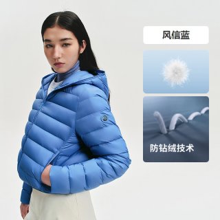 移动端：波司登 鹅绒小龟背 女士连帽短款羽绒服