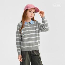 巴拉巴拉 云柔贴肤中大童儿童毛衫女童2026春秋条纹polo领毛衣针织