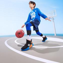 特步 童鞋儿童篮球鞋旋钮扣秋季网面透气球鞋男童运动鞋中大童