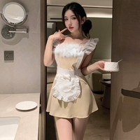 霏慕 情趣女仆制服套装【颈环+连衣裙+T裤】