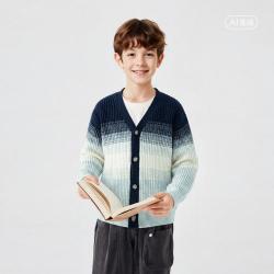 巴拉巴拉 亲肤柔软儿童针织开衫男童中大童春秋装V领时尚洋气舒适上衣毛衣