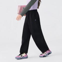 特步 软糯舒适亲肤简约女童秋季新品休闲弯刀裤
