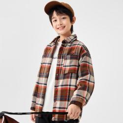 巴拉巴拉 冬季加厚棉衣男童外套秋冬季中大童棉服保暖格子时尚洋气夹棉外套