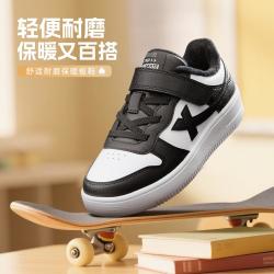 特步 超短绒保暖舒适轻便男幼小童秋季恒温锁暖魔术贴棉鞋