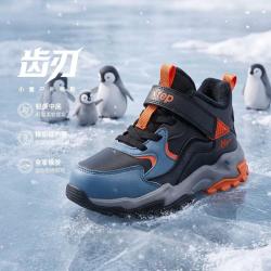 特步 加绒魔术贴保暖蓄热锁温男小童冬季百搭御寒舒适短绒棉鞋
