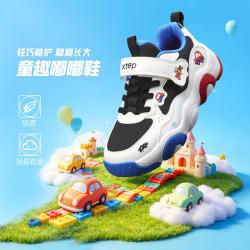特步 轻便舒适柔软透气缓震男小童秋季新品魔术贴可爱元气运动休闲鞋