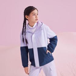 特步 儿童加绒连帽保暖御寒男女童秋季摇粒绒防风单件风衣