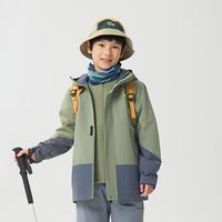 特步 时尚风衣摇粒绒内胆保暖舒适男童女童秋季纯色日常百搭上衣两件套