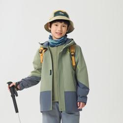 特步 时尚风衣摇粒绒内胆保暖舒适男童女童秋季纯色日常百搭上衣两件套