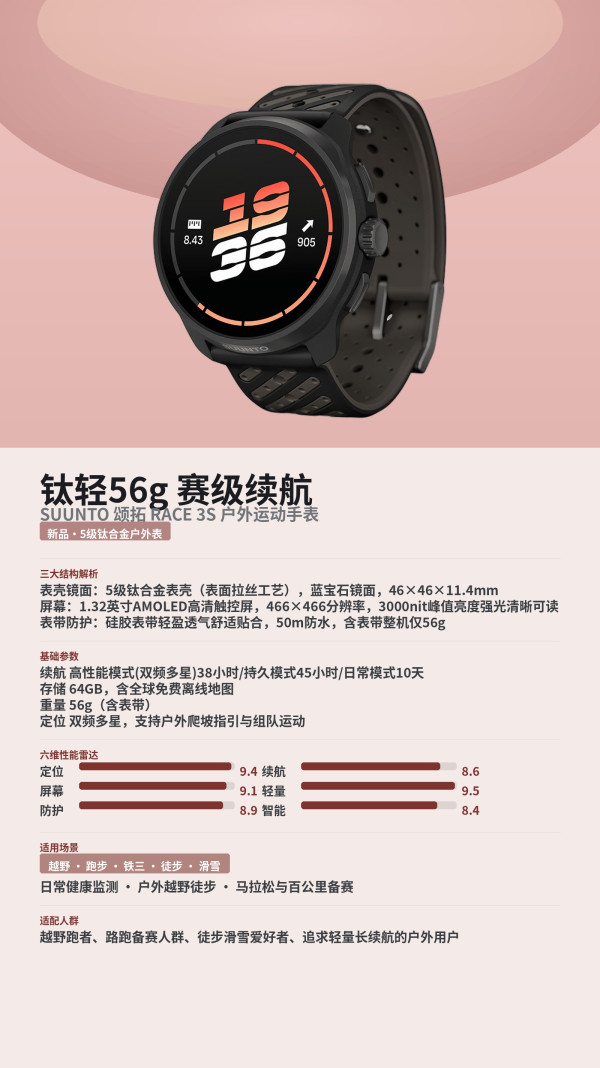颂拓 RACE 3S 户外训练运动手表