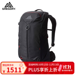 格里高利 ZULU探迹LT 男子轻量化户外旅行徒步登山包双肩包 24L-火山黑 24L-黑色