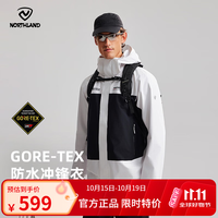 诺诗兰 春夏男士GORE-TEX冲锋衣防水防风单层徒步外套NWJEH5501S 纯黑色/山影灰色 175/L