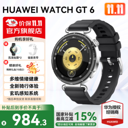 华为 WATCH GT 6 智能手表 41mm 魅影黑 氟橡胶表带（北斗、GPS、血氧）