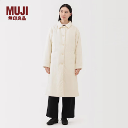 無印良品 MUJI 女式 蓬松棉服立领大衣 外套女款冬装长款冬季女装棉衣衣服 象牙色 L (165/88A)