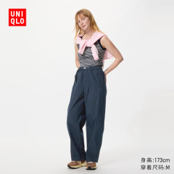 优衣库 486330 廓形弯刀长裤 藏青色 2XL