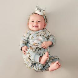 babycare 长袖爬服宝宝中开连体衣偏襟透气花苞衣