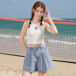 TEENIE WEENIE 小熊女装圆领T恤春夏简约休闲潮流美式舒适胸垫背心