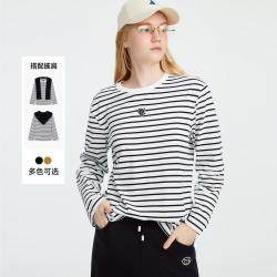 TEENIE WEENIE 小熊女装春秋时髦帽子领披肩条纹长袖圆领T恤打底衫