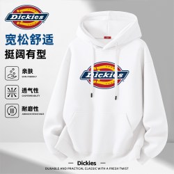 Dickies 白色连帽卫衣男士2026秋冬季新款情侣装加绒加厚大码外套